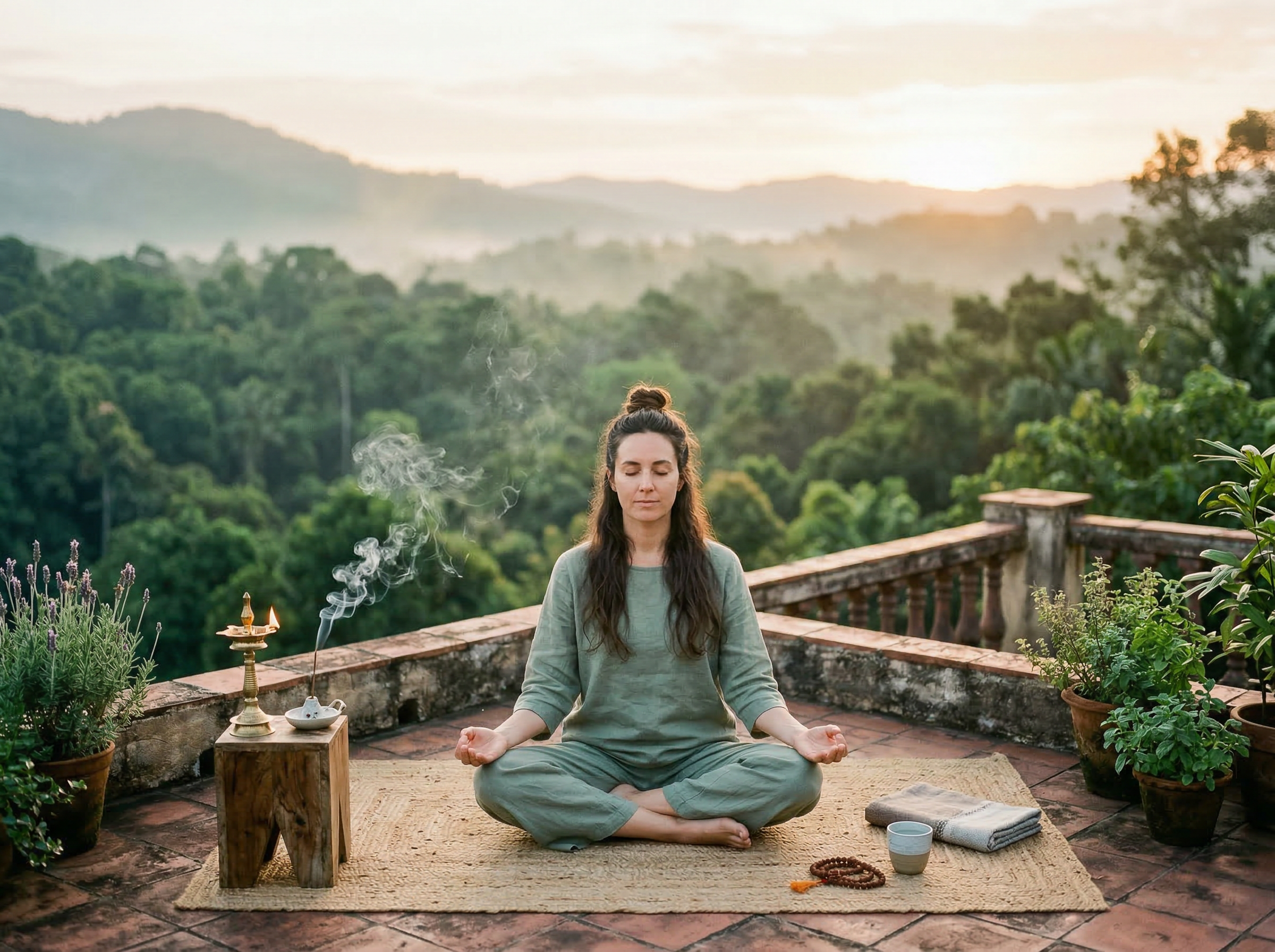 Meditation at sunrise